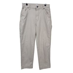 Gap High Rise Cropped Carpenter Pants Womens 4 Beige Utility Contrast Stitching